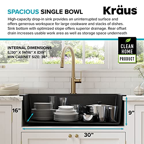 Bellucci Workstation 33" Single Bowl Granite Kitchen Sink in Metallic Black w