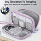 PU Leather Cable Organizer Double Layer Travel Pouch