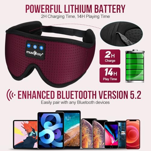 3D Sleep Headphones Bluetooth 5.4 Breathable Sleep Eye Mask