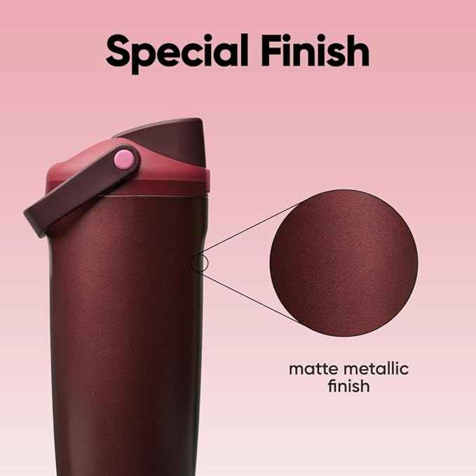 Owala FreeSip Sway Insulated Stainless Steel Water Bottle with Two-Way Spout, Built-In Straw and Bucket Handle, Made for Travel, School, and Sports, 40oz, BPA Free, Leak Proof, Black Cherry