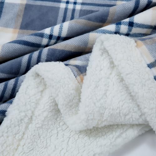 Sherpa Blanket Queen Plaid Thick Bed Blanket