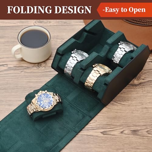 Watch Roll Travel Case for 4 Watches Storage and Organizer