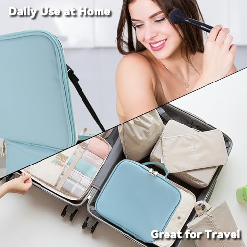 Travel Makeup Bag with LED Mirror and 10x magnifying glass with 3 Lighted Settings