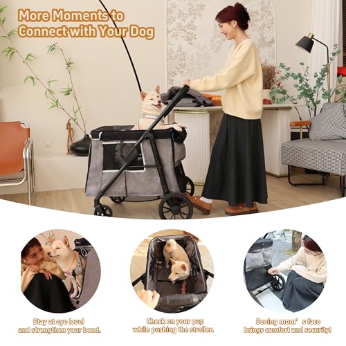 Medium Dog Stroller for Small to Large Dogs 4 Wheels Multi Pet Stroller for 4 Dogs Holds Up to 40lbs