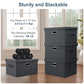 Medium 15" 21 Quart Collapsible Stackable Storage Bins with Lids (3 Count)