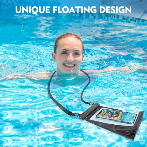 Large Floating Waterproof Phone Pouch [with Sealing Strip] Black
