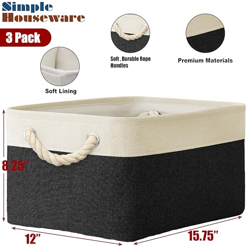 15.7" x 12" Wide & Low Fabric Storage Bin (3 Count)