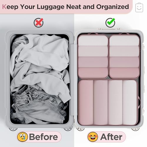 6/9/11 Set Compression Packing Cubes for Travel Essentials,Compressible Expandable Large Luggage Organizer Bags for Clothing,Space Saver Bags with Over 1000 pcs of Mesh Holes(Light Coral) (6 Count)