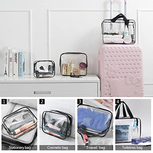 2Pcs Crystal Clear PVC Travel Toiletry Bag Kit for Women Men (2 Count)