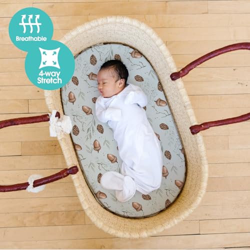 Stretch Fitted Bassinet Sheet Set BROLEX 2 Pack Cradle Sheets for Bassinet Pad