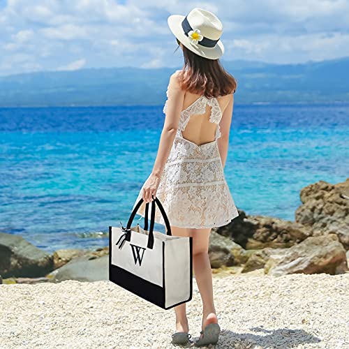 Embroidery Initial Canvas Tote Bag