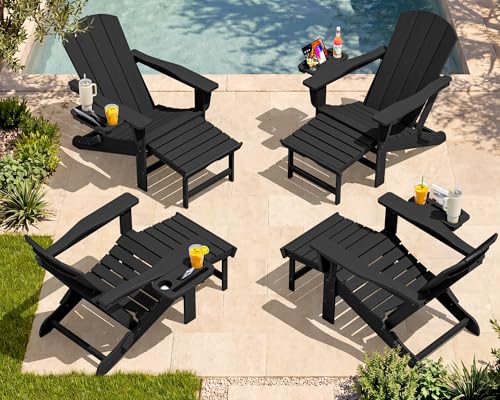 Folding Adjustable Adirondack Chairs with Footrest Set of 4 (4 Count)