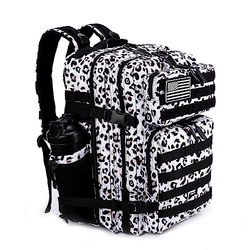 Military Tactical Backpack for Men and Women 45L Army 3 Days Assault Pack Bag Large Rucksack with Molle System White black