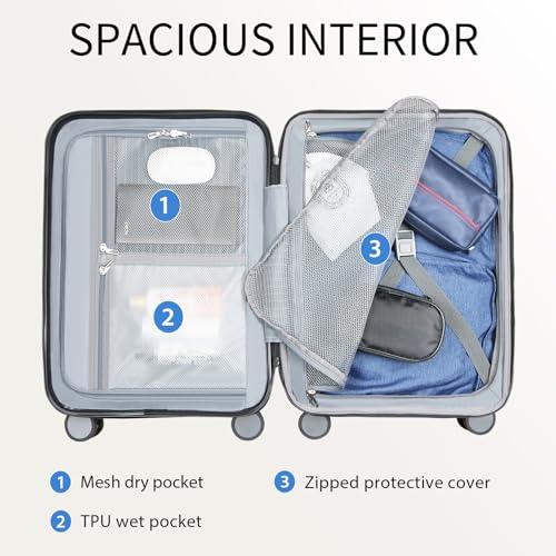 Hardside Expandable Carry On Luggage with Spinner Wheels & Built