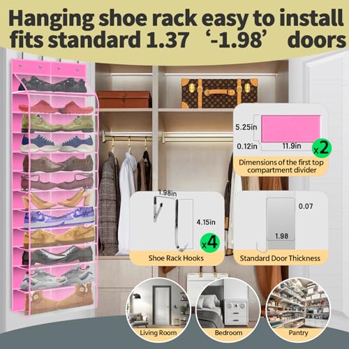 12 Pocket Over the Door Shoe Organizer