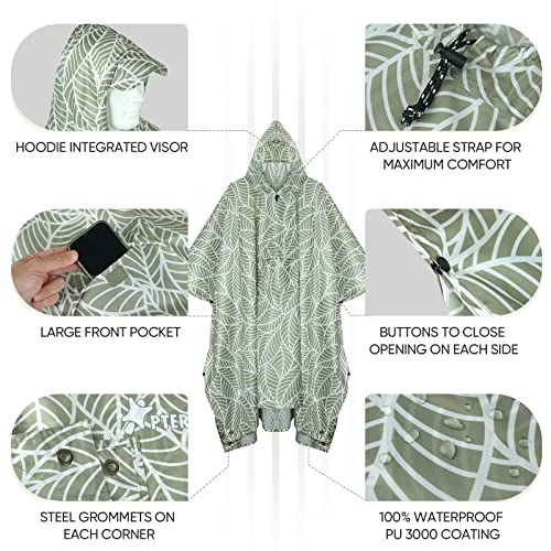 Hooded Rain Poncho for Adult with Pocket