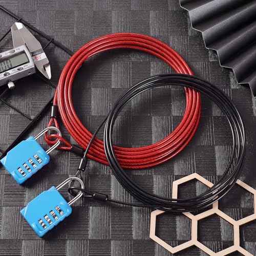 12 Pack Security Cable Luggage Lock with Loops 7 ft 3mm Braided Steel Coated Bike Cable Wire Double Loop Anti Theft Safety for U Lock (12 Count)