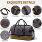 Nerlion Weekender Bag with Shoe Compartment Large Overnight Bag for Men Canvas Genuine Leather Carry on Luggage Bag Travel Duffel Bag
