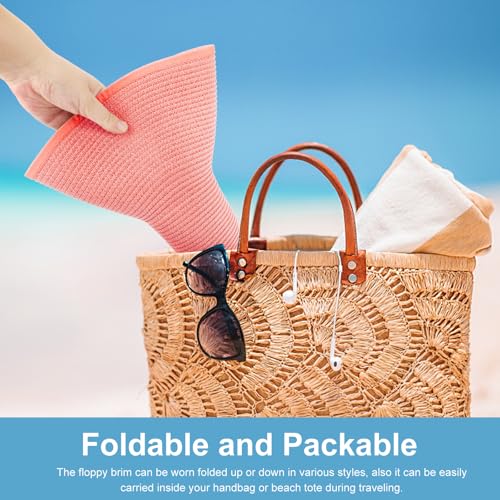 Sun Hats for Women Wide Brim Summer Hat Large Floppy Sun Straw Hat Foldable Packable Beach Hats UPF 50+
