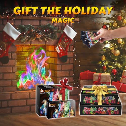 25 Pack) Magic Campfire Fire Color Changing Packets for Fire Pit, Indoor/Outdoor Fireplace, Bonfire - Rainbow Magical Flame, Camping Accessory, Compatible with Wood