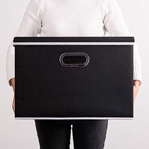 Large Foldable Storage Boxes with Lids [5 (5 Count)