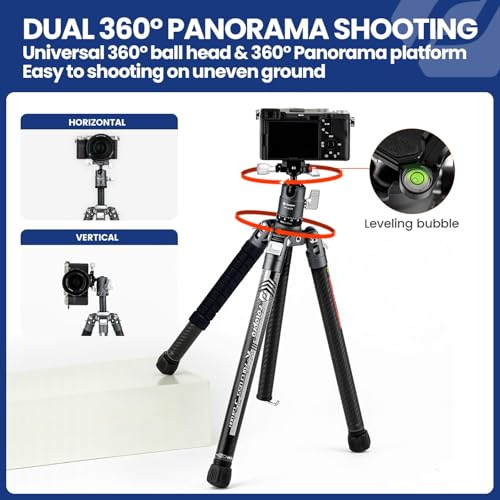 62 Inch Carbon Fiber Tripod for Camera Ultralight Travel Camera Tripod Max Loads Up 22lbs X