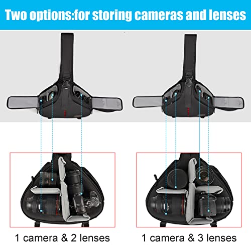 Camera Bag Sling Shoulder Bag Camera Case Waterproof with Rain Cover Tripod Holder