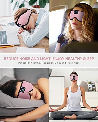 3D Sleep Headphones Bluetooth 5.4 Sleep Mask with HD Speakers
