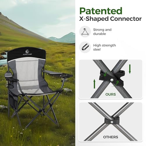 Heavy Duty 400lbs Mesh Back Camping Chairs with Lumbar Support