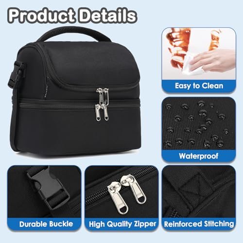 Double Decker Cooler Insulated Lunch Bag Large Tote for Boys