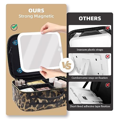Makeup Bag with Magnetic Detachable LED Mirror