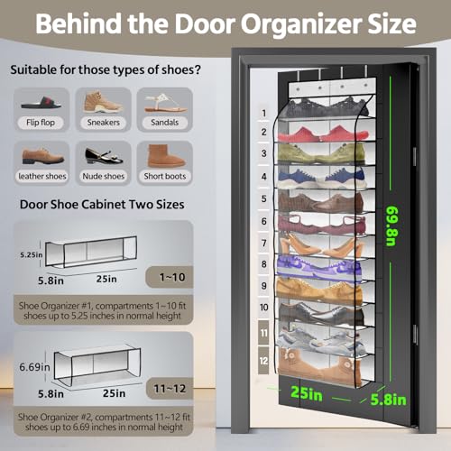 12 Pocket Over the Door Shoe Organizer