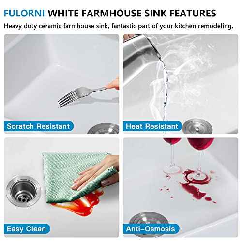 30"x18" White Farmhouse Kitchen Sink