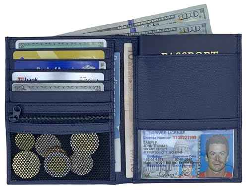 Deluxe Personalized Monogrammed Navy RFID Leather Passport Wallet