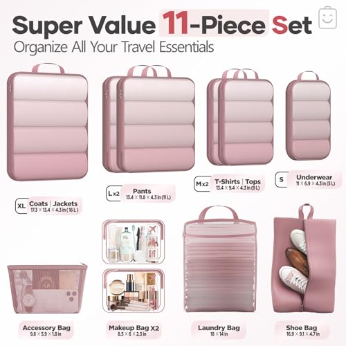 11 Set Compression Packing Cubes for Travel Essentials (11 Count)