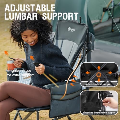 Camping Chair with Lumbar Support for Adults Folding Portable High Back Oversized