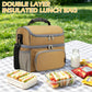 Double Layer Cooler Insulated Lunch Bag Adult Lunch Box Large Tote Bag for Men (Brown)