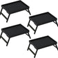 Bed Tray Table with Folding Legs, Bamboo Breakfast in Bed for Kitchen Serving Tray, Sofa, Eating, Used As Laptop Desk Snack Tray (4 Pack, Black Color)