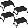 Bed Tray Table with Folding Legs, Bamboo Breakfast in Bed for Kitchen Serving Tray, Sofa, Eating, Used As Laptop Desk Snack Tray (4 Pack, Black Color)