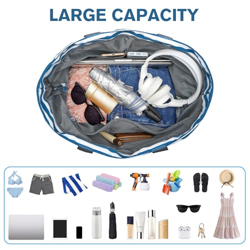 Beach Bag Waterproof Sandproof Large Capacity Foldable for Women