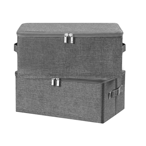 Fabric Storage Bins with Zipper Lids (2 Count)