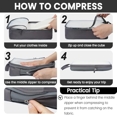 6 Set Ultralight Compression Packing Cubes Packing Organizer for Travel Accessories Luggage Suitcase Backpack