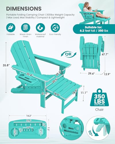 Folding Adjustable Adirondack Chair with Footrest