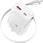 30W Retractable Wall Charger with USB C Cable 2.1FT, 2-Port USB Block 3 in 1 Travel Essentials,for iPhone Charger Fast Charging Plug for iPhone 16/15 Series, iPad, LG, Samsung-Only 1Pcs