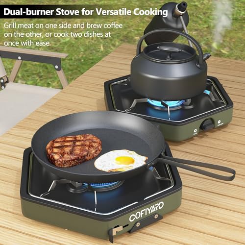 Propane 2 Burner Camping Stove with Carrying Bag and Gas Stove Pressure Regulator