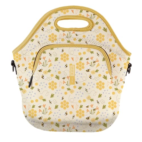 LunchTote Zippered Bag Insulated Neoprene Caddy (Honeycomb Buzz / X-Large 6.5 Quart Lunch Tote)