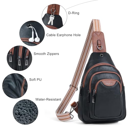 10L Crossbody Sling Bag for Women Men Anti Theft Cross Body Fanny Pack Belt Bag Purse Gifts for Women Faux Leather