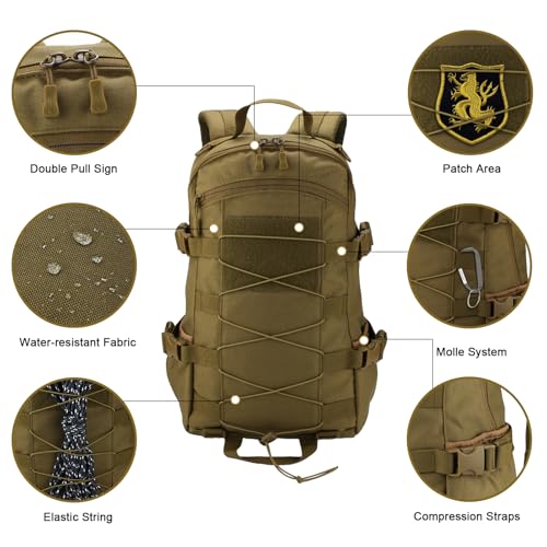 25L Hiking Backpack Small Tactical Backpack Daypack Camping Trekking Hunting Molle Pack for Men Women