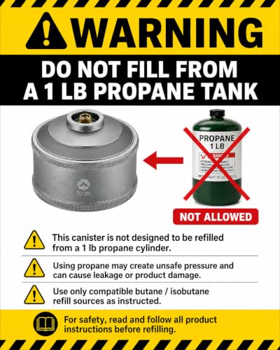 CAMPINGMOON Replacement Empty Refillable Gas Fuel Cylinder Standard for Backpacking Camping Stove EN417 Lindal Valve 110g TC