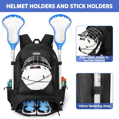 Lacrosse Bag Durable Equipment Backpack with 2 Stick Holders